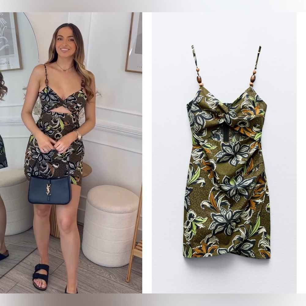 ZARA CUT OUT PRINT MINI DRESS SIZE  L